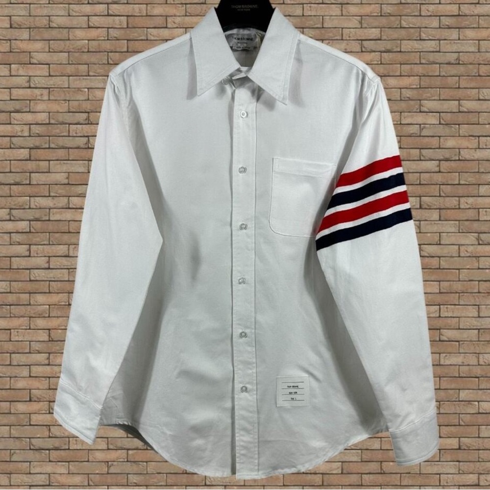 Thom Browne White Shirt with Signature Red and Blue Stripes